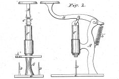 Drawing from "Improvement in paper-fasteners" by Albert J. Kletzker, 1868 (US83640A)