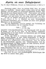 Kurt Witthauer´s study on Aspirin in Therapeutische Monatshefte 13, S. 330 (1899)