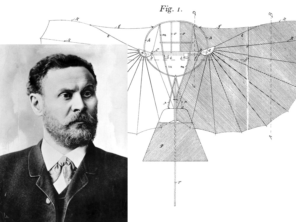 Otto Lilienthal und sein Flugapparat