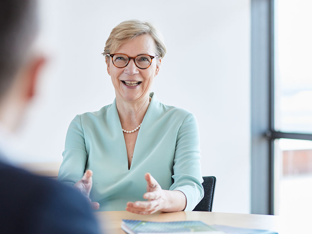 DPMA President Eva Schewior during the Interview, Photo: Laura Thiesbrummel