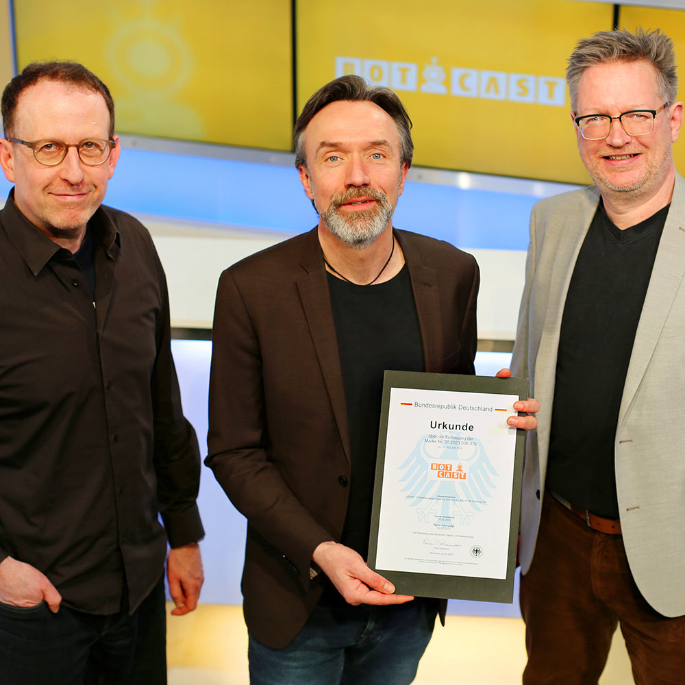 Jörg Zeiler und Sascha Devigne, BOTCAST, Duisburg Schutzrecht-Selfie Jörg Zeiler und Sascha Devigne