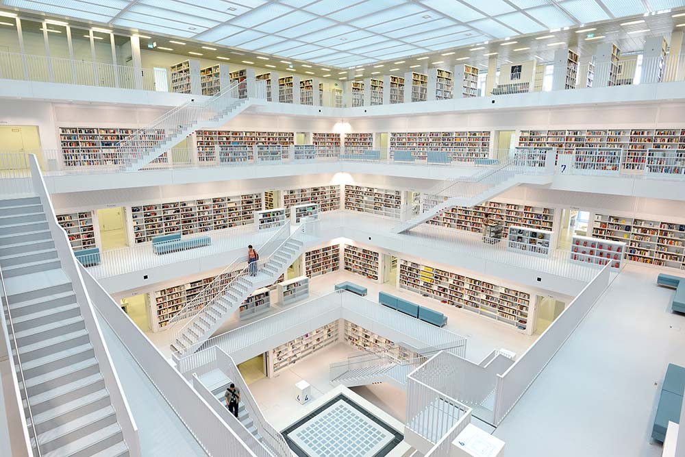 Blick in die Stadtbibliothek Stuttgart, Bildnachweis: Stadtbibliothek Stuttgart / yi architects, Foto: martinlorenz.net