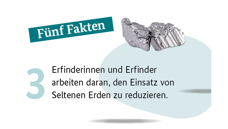 Fünf Fakten: 3. Erfinderinnen und Erfinder arbeiten daran, den Einsatz von Seltenen Erden zu reduzieren.