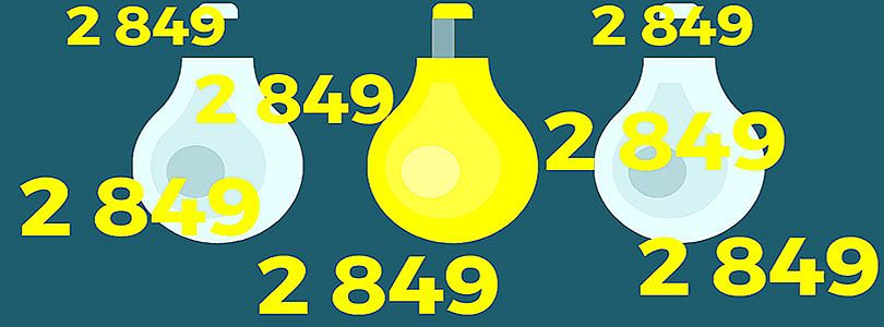Number 2 849 in front of three light bulbs