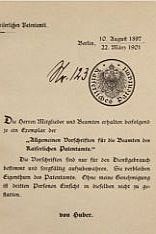 Historic document: order by President von Huber