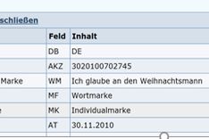 Registeranzeige zur Marke