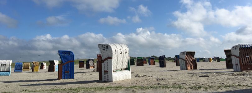 Strandkorb at the German North Sea Wattenmeer coast