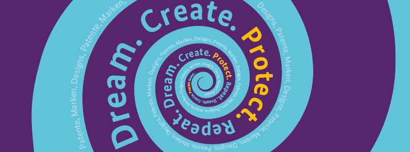 Spirale mit Slogan: Create, Protect, Repeat