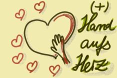 Herz mit Spruch: Hand aufs Herz