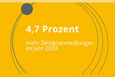 Schriftzug Zahl des Monats und 4,7 Prozent mehr Designanmeldungen im Jahr 2024