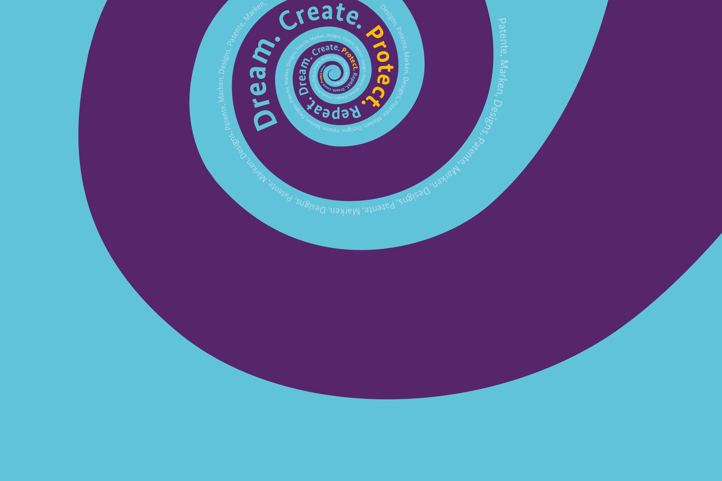 Spirale mit Slogan: Create, Protect, Repeat