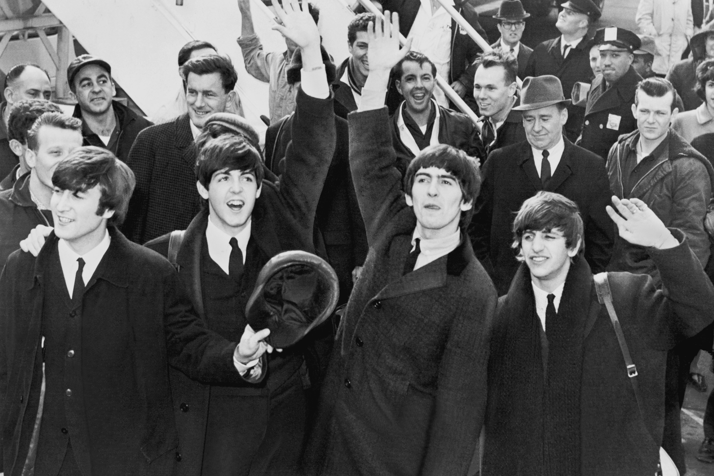 Die Beatles am New Yorker Flughafen, 7.2.1964