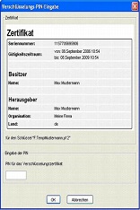 Screenshot of encryption certificate
