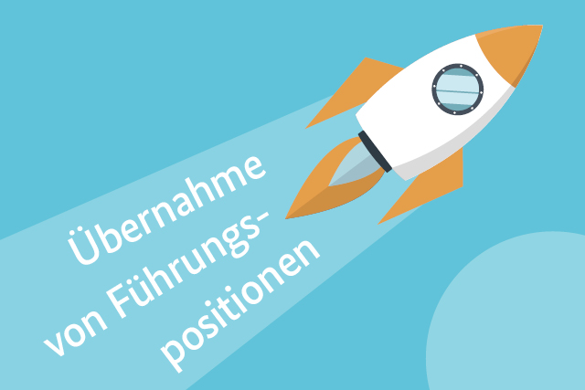Rakete mit Aufschrift: "Übernahme von Führungspositionen" 