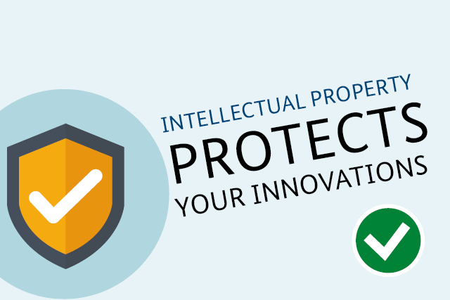 Shield and slogan: Intellectual property protects your innovations