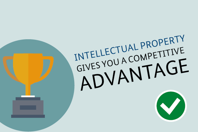 Cup and slogan: Intellectual property gives you a competitive advantage