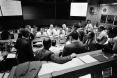 View of the mission control centre of the Apollo 13 mission