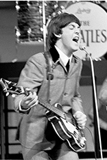 Beatle Paul with his violin bass, 1964