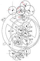 Reconstructed scheme of the gear train in the mechanism