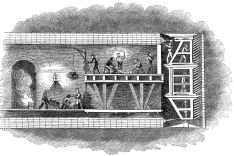 Zeichnung des Tunnelschilds beim Bau des Thames Tunnels