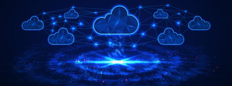 Grafik aus Wolken und geometrischen Formen