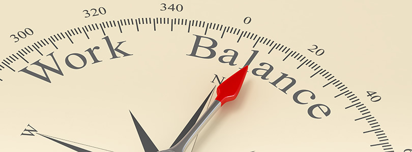 Kompass mit den Wörtern "Work", "Balance" und "Life"