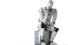 Thinking robot, sitting