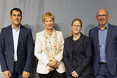 DPMA-Präsidentin Cornelia Rudloff-Schäffer mit Stefan Vilsmeier, Claus Promberger und Prof. Dr. Cord