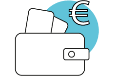 Icon: Geldbörse mit Euro