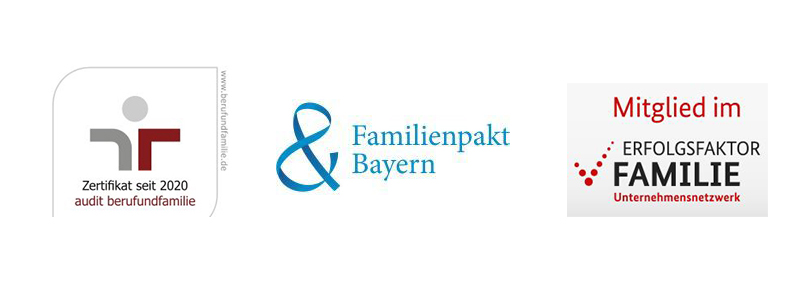 Zertifikate: audit Beruf und Familie, Familienpakt Bayern, Erfolgsfaktor Familie